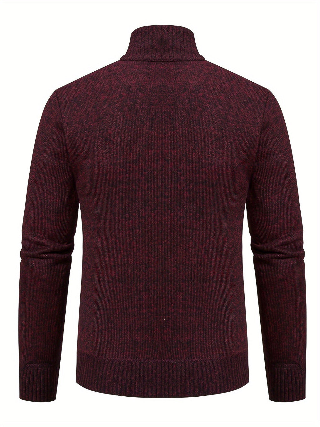 Herr Stickad Cardigan i Akryl | Hög Krage & Genomgående Dragkedja | Fodrad Strukturstickning för Vardag, Höst & Vinter | Olsson
