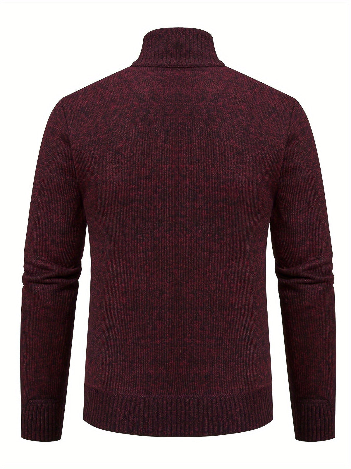 Herr Stickad Cardigan i Akryl | Hög Krage & Genomgående Dragkedja | Fodrad Strukturstickning för Vardag, Höst & Vinter | Olsson
