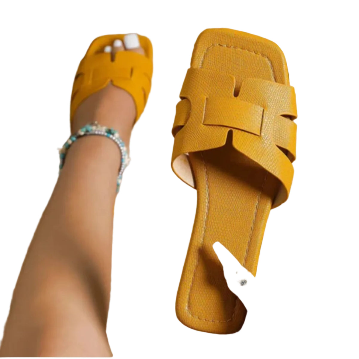 Fyrkantiga PU Mules – Slip-On Sandaler För Vardag