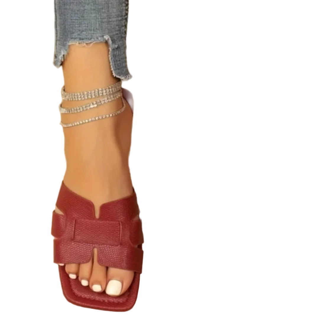 Fyrkantiga PU Mules – Slip-On Sandaler För Vardag