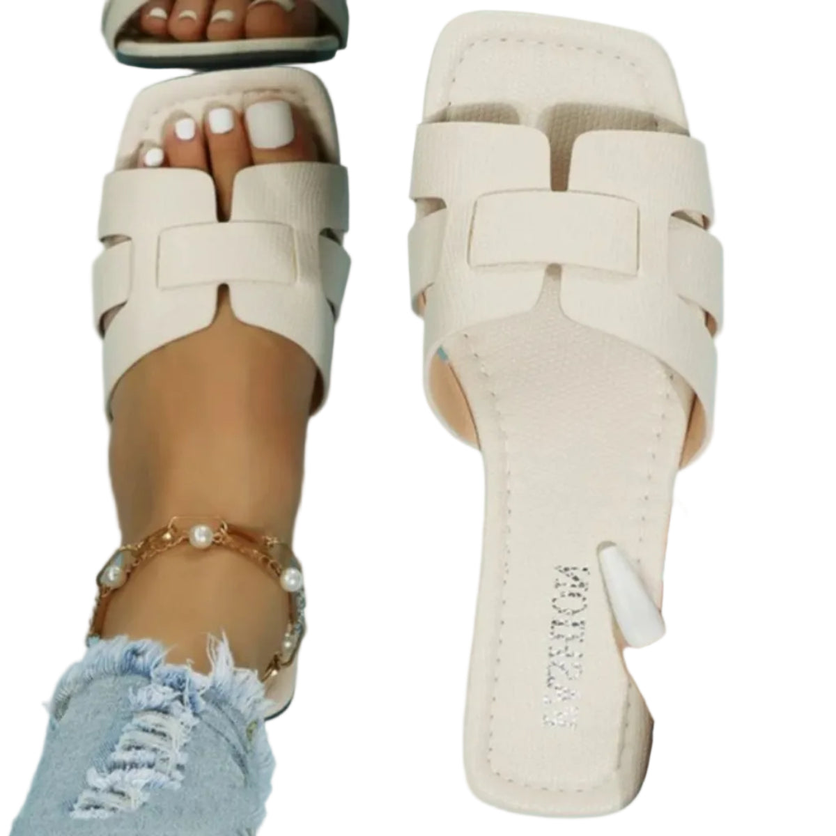 Fyrkantiga PU Mules – Slip-On Sandaler För Vardag