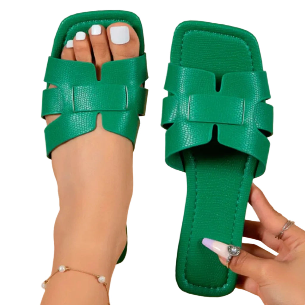 Fyrkantiga PU Mules – Slip-On Sandaler För Vardag