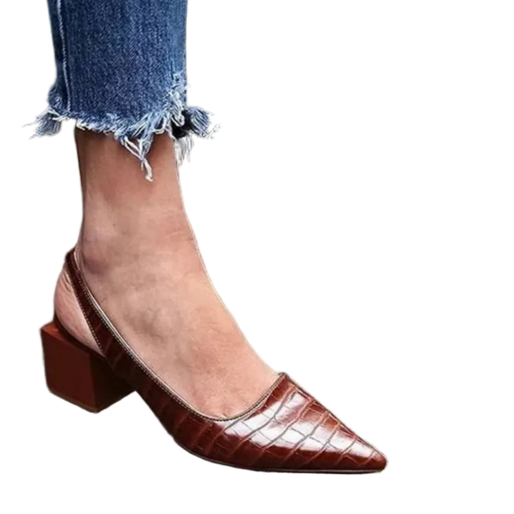 Slingback Skor Med Spetsig Tå – Kitten Heel Skor Med Elastiskt Band