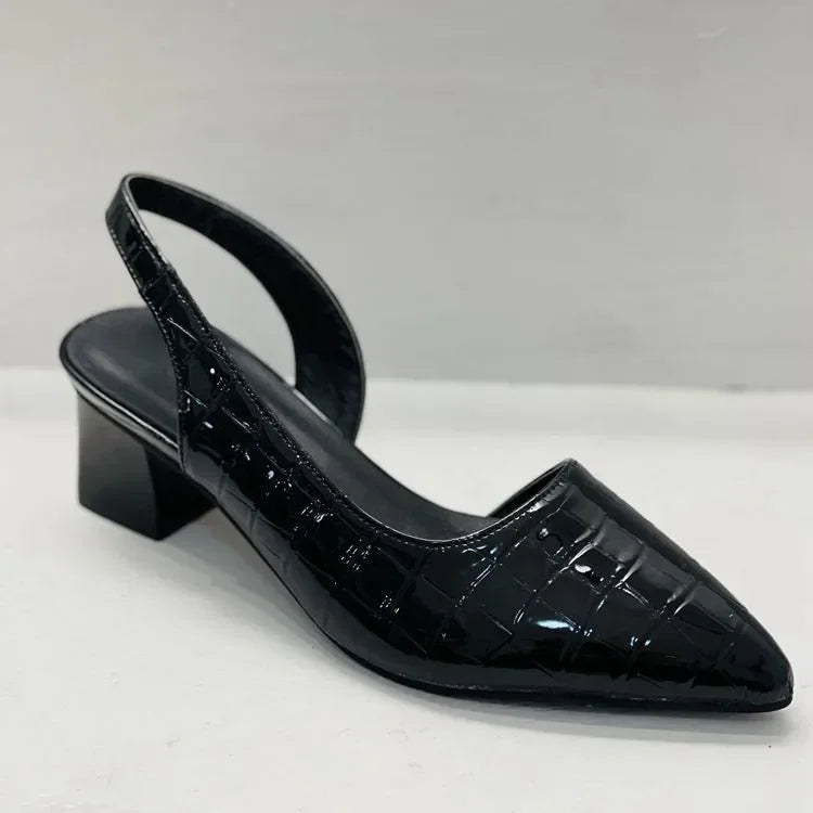 Slingback Skor Med Spetsig Tå – Kitten Heel Skor Med Elastiskt Band