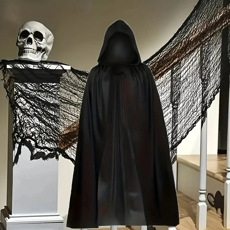 Halloweenkappa med Huva i Polyester och Bomull | Fullängds Lätt Cape med Integrerad Huva | Cosplay & Temafester | Olsson