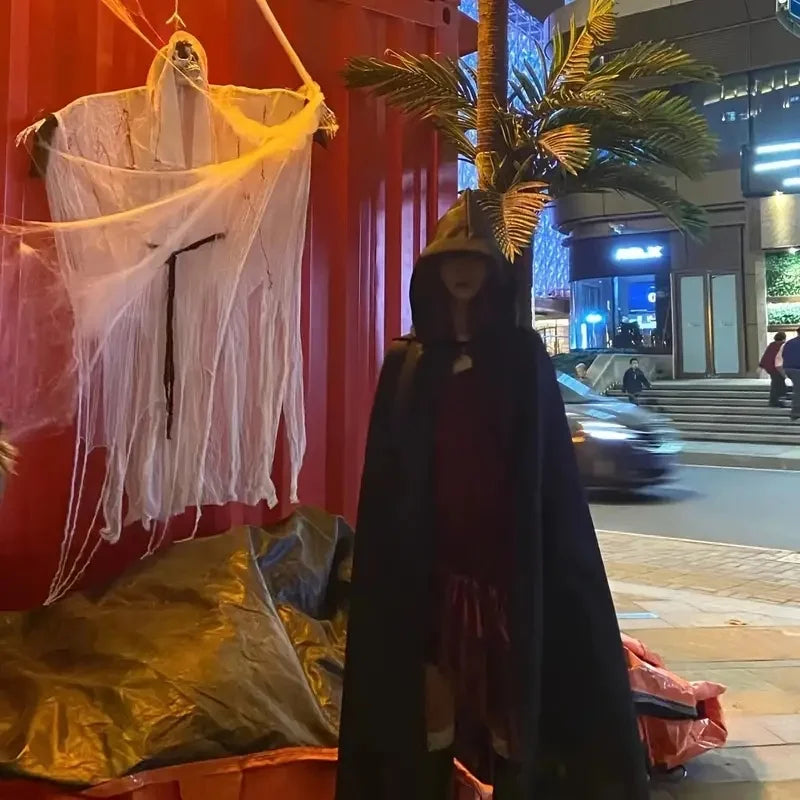 Halloweenkappa med Huva i Polyester och Bomull | Fullängds Lätt Cape med Integrerad Huva | Cosplay & Temafester | Olsson