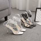 Snörskor Med Peep Toe – Pumps Med Tunn Klack För Kvinnor
