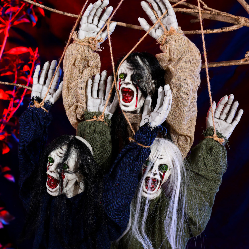 Hängande Spökdekoration i Tyg | Spökornament med Långt Hår och Upphängningsdesign | Halloween Inomhus & Utomhus | Olsson