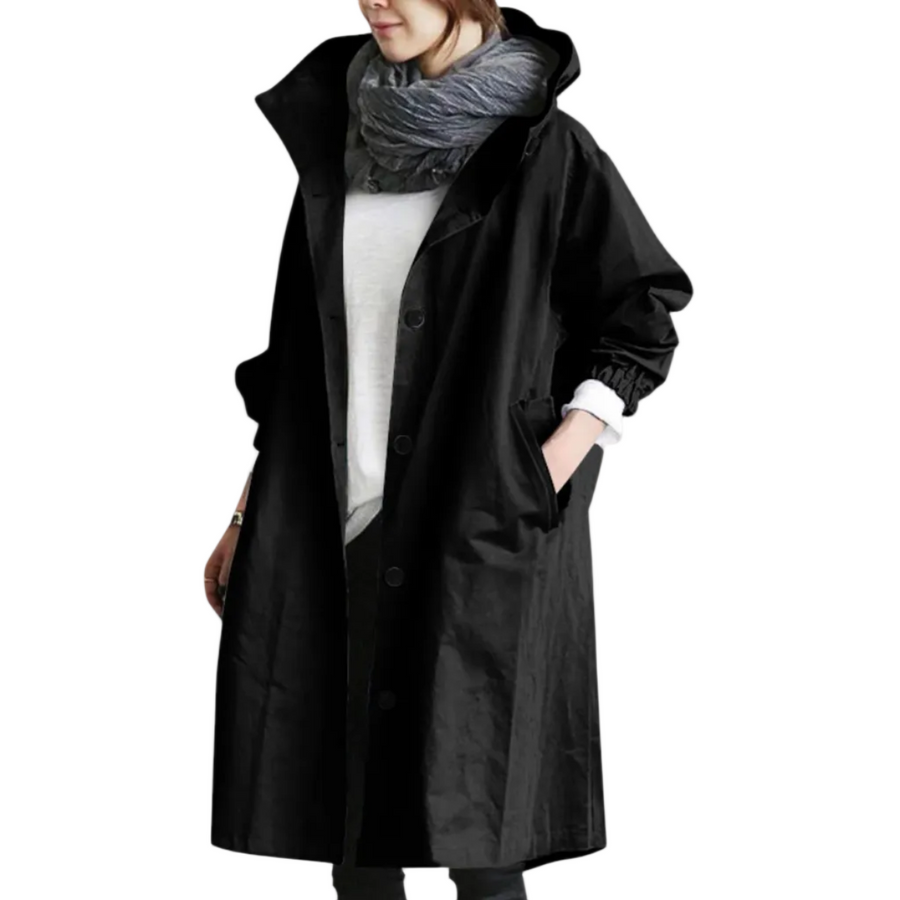 Oversized Trenchkappa för Dam i Bomull och Polyester | Långärmad Kappa med Sidfickor | Lager-på-Lager Ytterplagg | Olsson