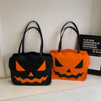 Halloween Messenger-Väska i PU | Kompakt Fyrkantig Väska med Pumpadesign | Förvaring för Vardagsbruk & Halloween | Olsson