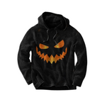 Herr Halloween Hoodie i Bomull | Långärmad Tröja med Ansiktsgrafik | Dragskohuva & Ribbade Avslut för Fritidsbruk | Olsson