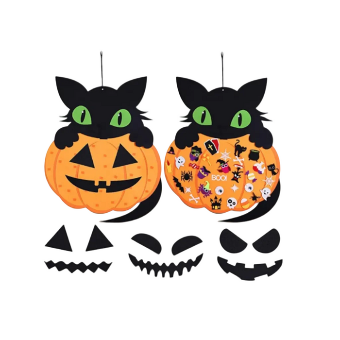 Halloween Kattpysselset i Papper | Filzkatt med 50+ Dekorativa Ornament | DIY Hängdekoration för Halloweenpyssel | Olsson