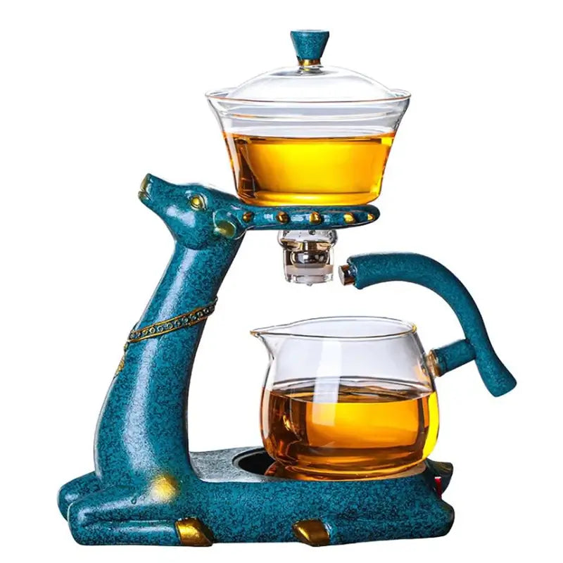 Glas Kaffeochté Set – Blå Hjortform Klassisk 200 ml Dryckesservis