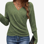 Sweatshirt för Dam i Polyester | Regular Fit Sweatshirt med V-Hals och Korsad Front | Vardagsbruk | Olsson