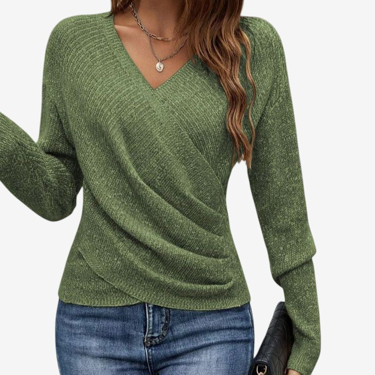 Sweatshirt för Dam i Polyester | Regular Fit Sweatshirt med V-Hals och Korsad Front | Vardagsbruk | Olsson