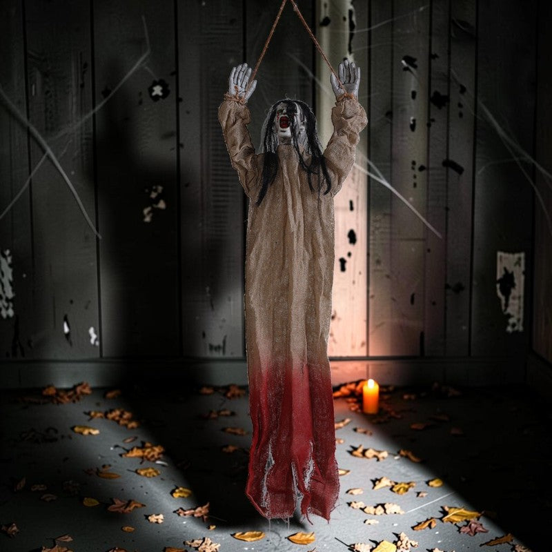 Hängande Spökdekoration i Tyg | Spökornament med Långt Hår och Upphängningsdesign | Halloween Inomhus & Utomhus | Olsson