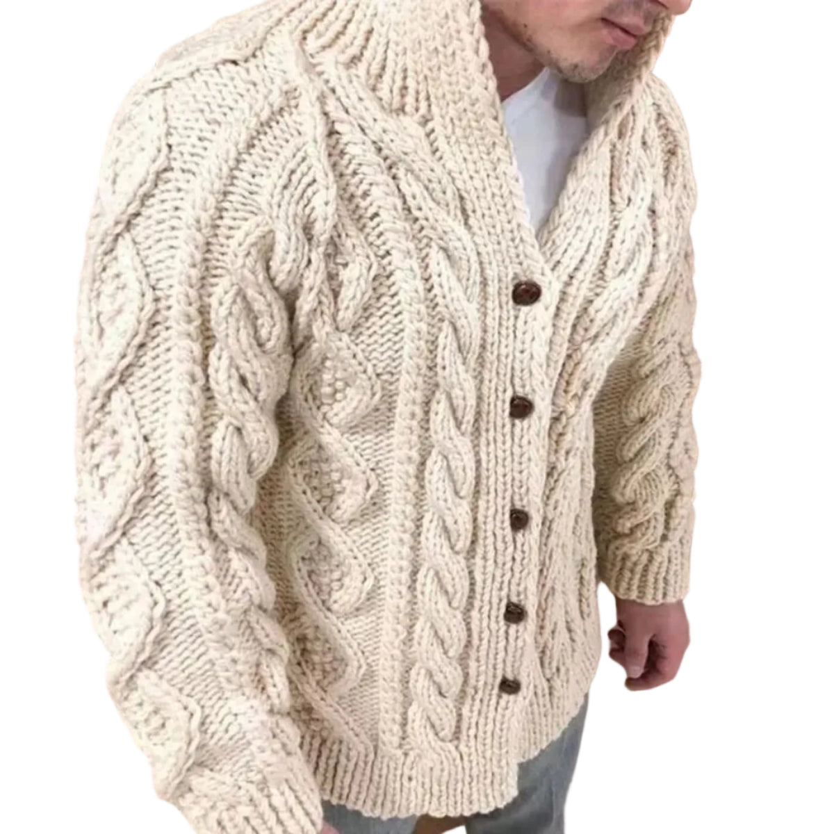 Stickad Cardigan för Herr med Ståkrage | Regular Fit Långärmad Kofta för Lager-på-Lager | Vardagsbruk | Olsson