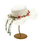Stråhatt i Raffia – Solhatt Med Blommig Kant Och Band