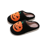 Halloween Tofflor i Bomull med Pumpadesign | Slip-On med Bomullsfoder | Gummisula för Daglig Inomhusanvändning | Olsson