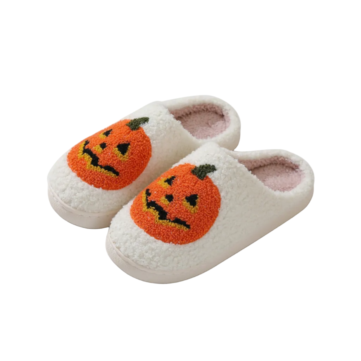 Halloween Tofflor i Bomull med Pumpadesign | Slip-On med Bomullsfoder | Gummisula för Daglig Inomhusanvändning | Olsson
