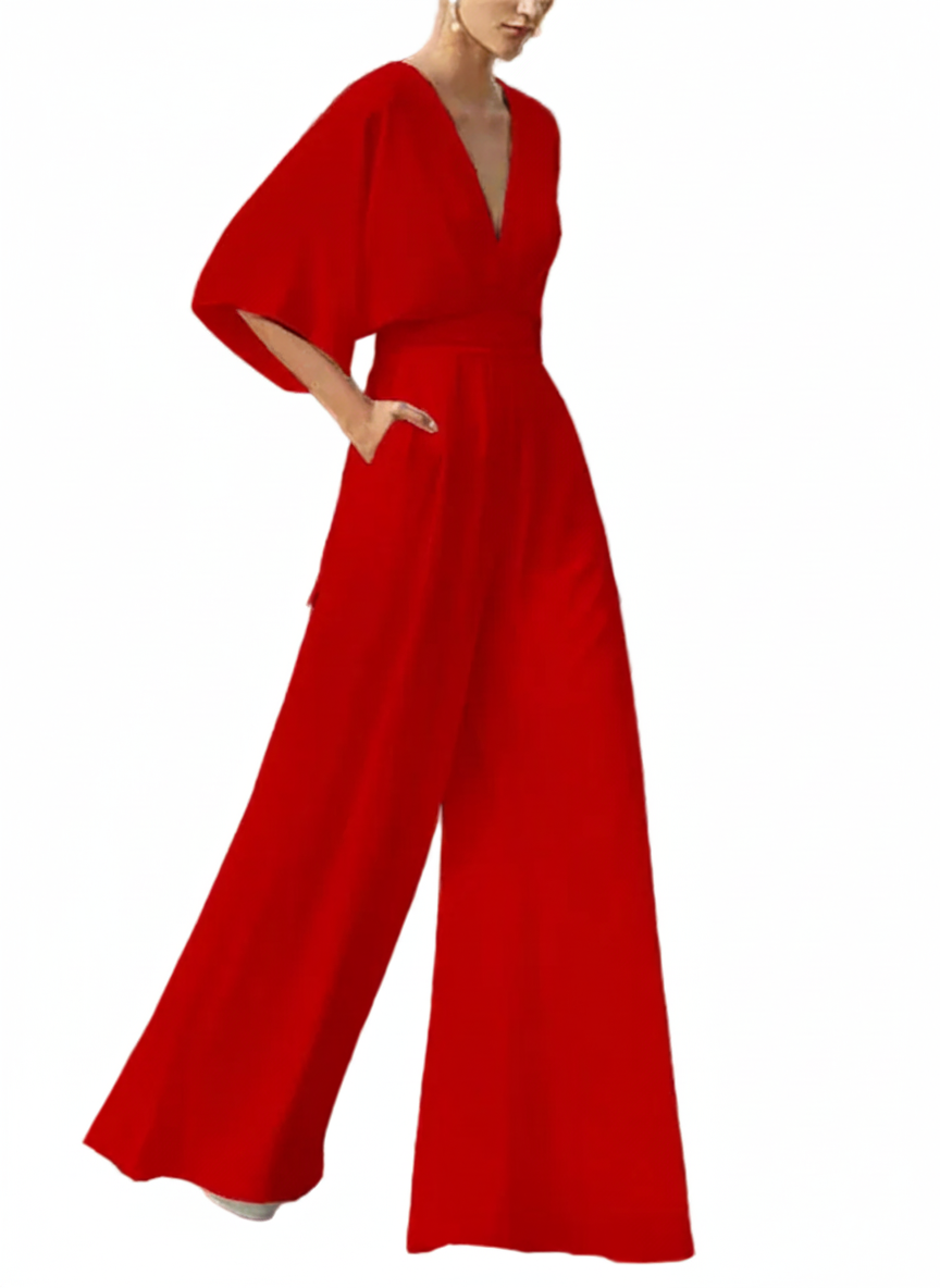 Högmidjad Vid Jumpsuit - Enfärgad Chiffong Hellång Sommaroverall