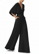 Jumpsuit i Chiffong - Hög Midja med Vida Ben och Hellång Design - Enfärgad Damoverall för Vår och Sommar - Olsson