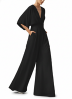 Högmidjad Vid Jumpsuit - Enfärgad Chiffong Hellång Sommaroverall