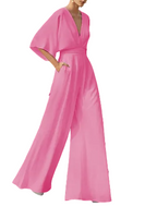 Högmidjad Vid Jumpsuit - Enfärgad Chiffong Hellång Sommaroverall