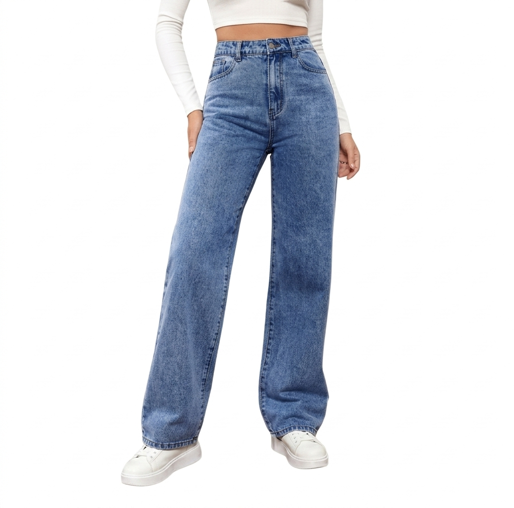 Vida Jeans Denim - Midjemodell Hellånga Avslappnad Byxor