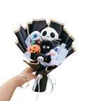 Halloween Plyschkaraktärsbukett i Bomull | Svarta Figurer med Dekorativa Rosor | Temaarrangemang för Säsongsdekoration & Presenter | Olsson