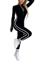 Stickad Jumpsuit i Bomull - Långärmad med Rund Hals och Hellång Design - Enfärgad Damdräkt för Vinter och Vardag - Olsson