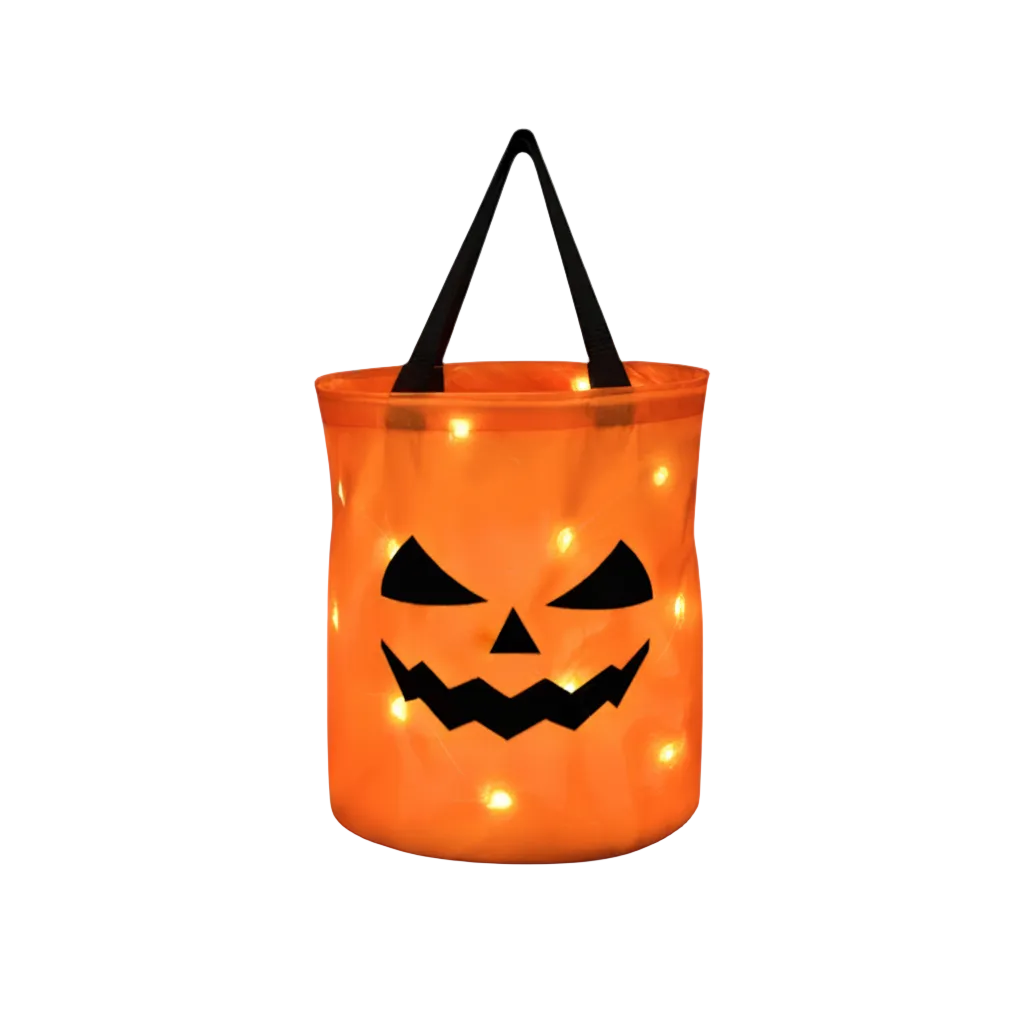 Halloween Pumpakorg i PVC | Hopfällbar Trick-or-Treat Korg med LED-Belysning | Godiskorg för Halloweenaktiviteter | Olsson