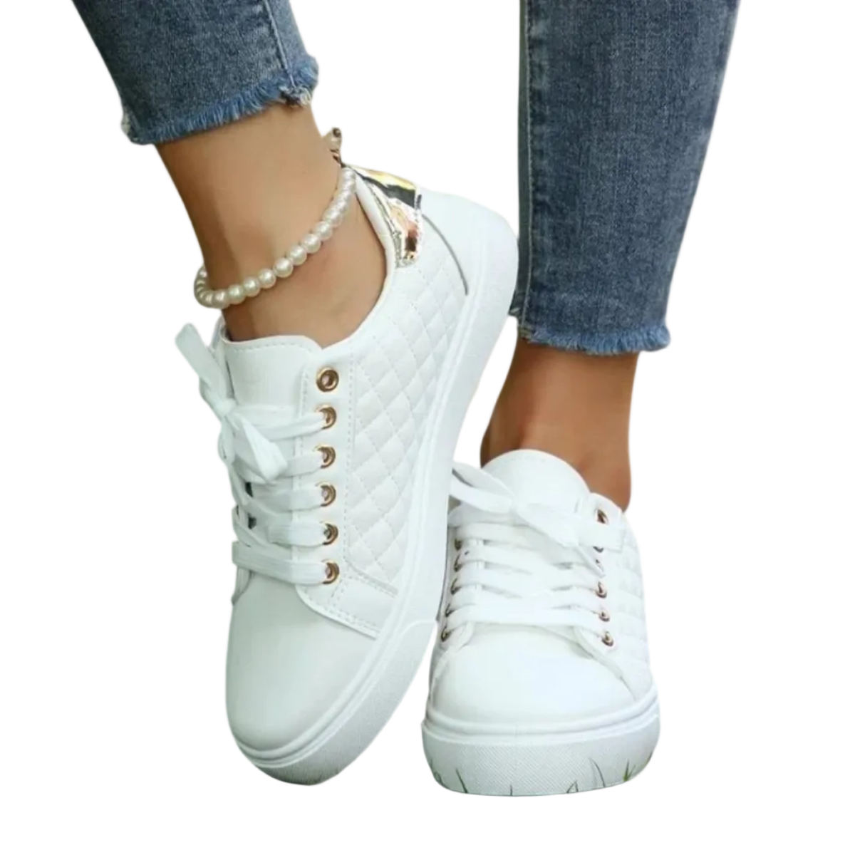 Sneakers för Dam med Rund Tå | Låg Modell med Snörning och Gummikonstruktion | Vardagsskor | Olsson