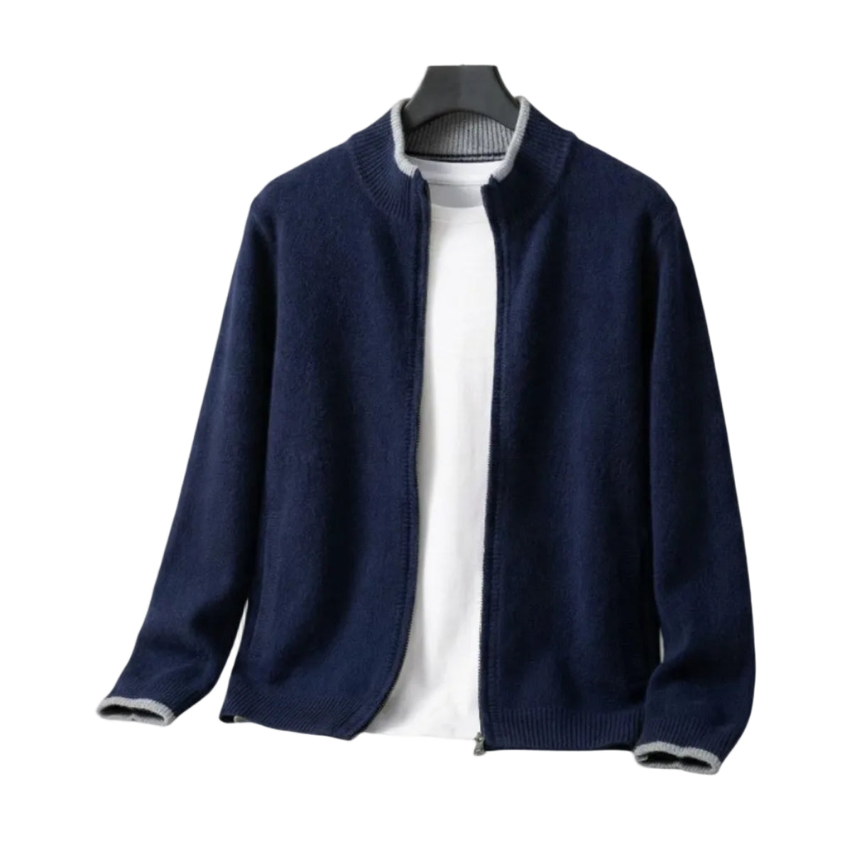 Herr Zip-Pullover i Ull | Slim Fit & Långa Ärmar | Lätt Stickad Tröja för Vardag & Säsongsbetonad Lager-På-Lager | Olsson
