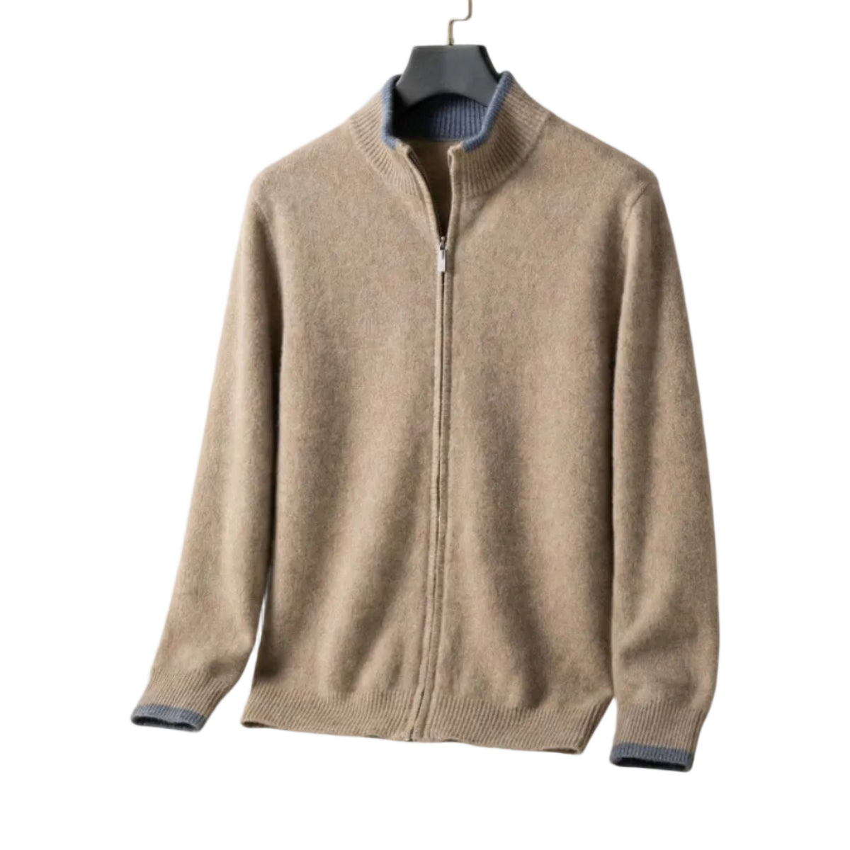 Herr Zip-Pullover i Ull | Slim Fit & Långa Ärmar | Lätt Stickad Tröja för Vardag & Säsongsbetonad Lager-På-Lager | Olsson