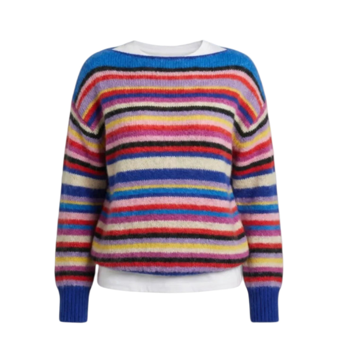 Damstickad Tröja i Akryl | Randigt Mönster & Lös Passform | Långärmad Pullover för Vardag & Lager-På-Lager | Olsson