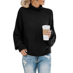 Stickad Tröja för Dam i Bomull Polyester och Akryl | Lös Passform med Rullkrage | Lager-på-Lager för Vardagsbruk | Olsson