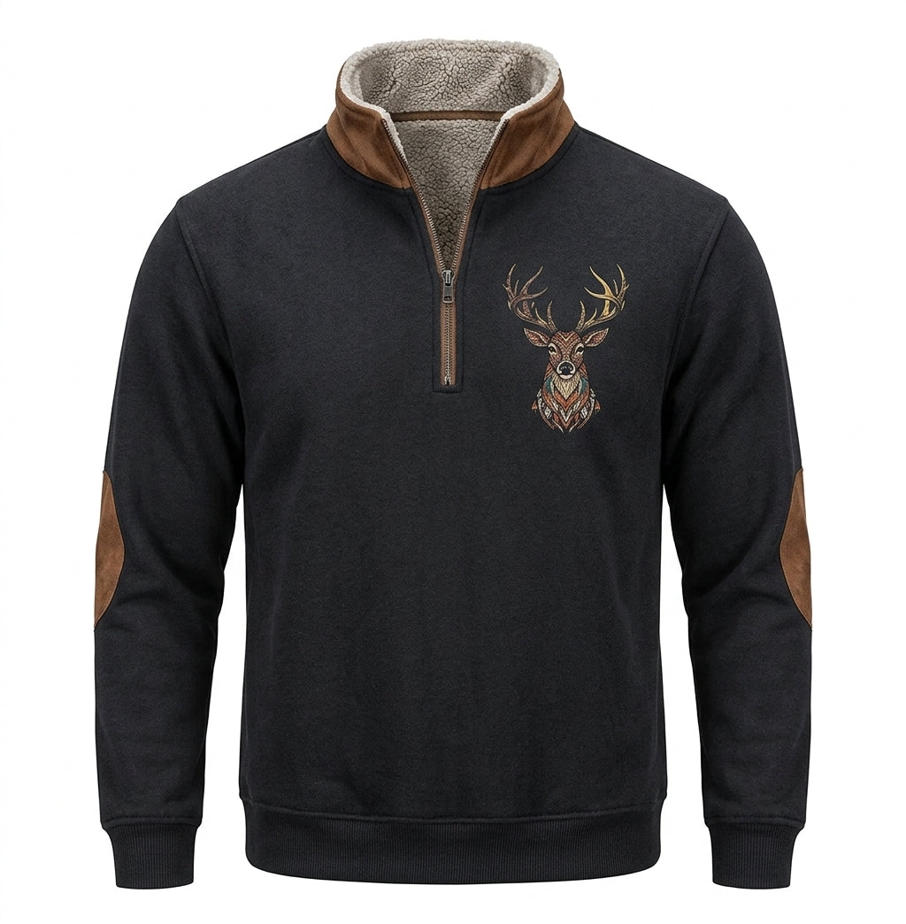 Herrpullover med Halvdragkedja | Fodrad Krage & Långa Ärmar | Regular Passform för Vardag, Arbete & Lagerlooks | Olsson