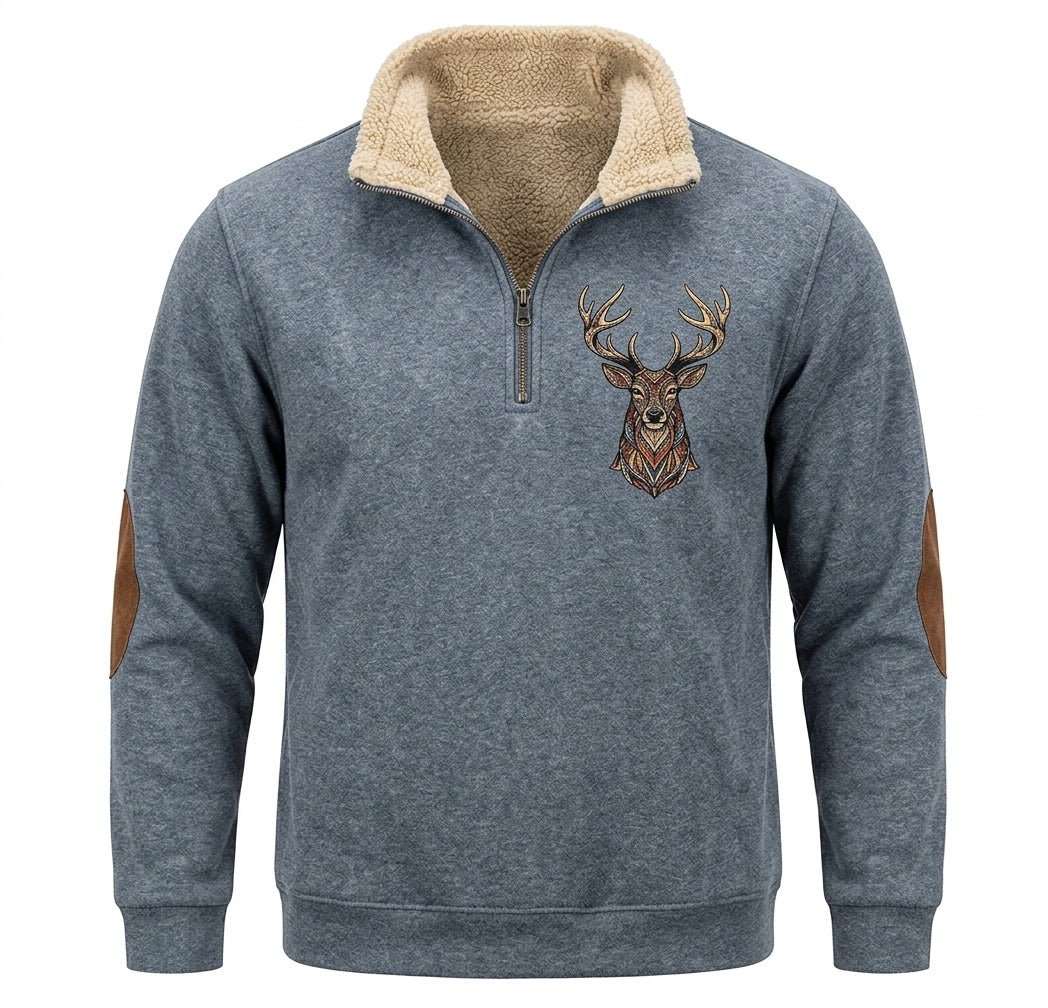 Herrpullover med Halvdragkedja | Fodrad Krage & Långa Ärmar | Regular Passform för Vardag, Arbete & Lagerlooks | Olsson