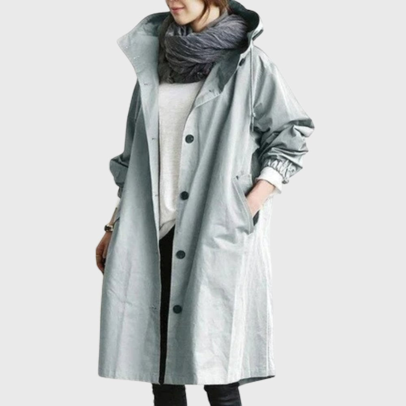 Oversized Trenchkappa för Dam i Bomull och Polyester | Långärmad Kappa med Sidfickor | Lager-på-Lager Ytterplagg | Olsson
